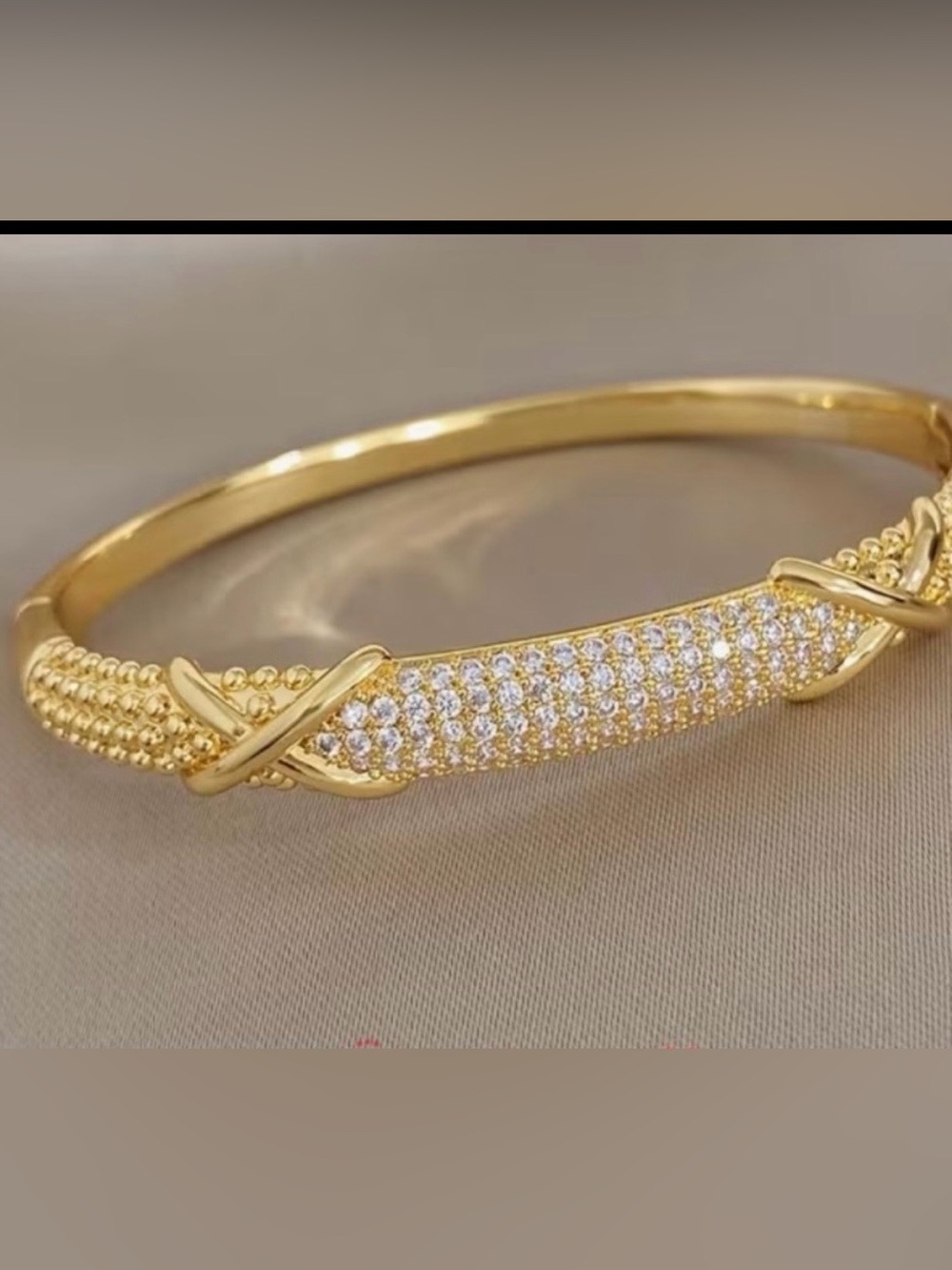 Gold Pavé Crystal Bangle Bracelet - Classic Gold Women's Bracelet